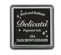 Tsukineko Tinta Delicata Color marrón Oscuro metálica Brillante 33x33mm. Almohadilla pequeña
