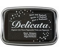 Tsukineko Tinta Delicata Color Negro metálica Brillante 95x65mm. Almohadilla