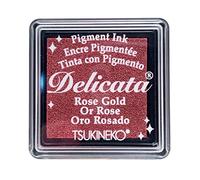 Tsukineko Tinta Delicata Color Oro Rosado metálica Brillante 33x33mm. Almohadilla pequeña