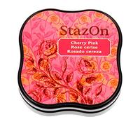 Tsukineko Tinta STAZON Midi para Vidrio y plástico Color Rosado Cereza 58x58mm. Almohadilla pequeña