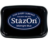 Tsukineko Tinta STAZON para vidrio y plástico color azul noche 95x65mm. Almohadilla