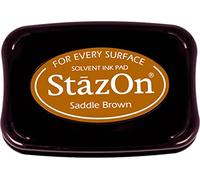 Tsukineko Tinta STAZON para Vidrio y plástico Color marrón Cuero 95x65mm. Almohadilla