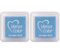 Tsukineko Tinta VERSACOLOR Color Azul bebé Opaca 33x33mm. Almohadilla pequeña, Tinta Textura densa, Resistente. Ideal Manualidades, Scrapbooking en Papel, Madera y cartón (Paquete de 2)