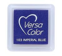 Tsukineko Tinta VERSACOLOR Color Azul Imperial Opaca 33x33mm. Almohadilla pequeña, Tinta Textura densa, Resistente. Ideal Manualidades, Scrapbooking en Papel, Madera y cartón