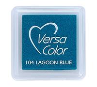 Tsukineko Tinta VERSACOLOR Color Azul Laguna Opaca 33x33mm. Almohadilla pequeña, Tinta Textura densa, Resistente. Ideal Manualidades, Scrapbooking en Papel, Madera y cartón