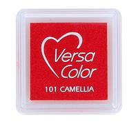 Tsukineko Tinta VERSACOLOR Color Camelia Opaca 33x33mm. Almohadilla pequeña, Tinta Textura densa, Resistente. Ideal Manualidades, Scrapbooking en Papel, Madera y cartón