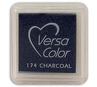 Tsukineko Tinta VERSACOLOR Color Gris carbón Opaca 33x33mm. Almohadilla pequeña, Tinta Textura densa, Resistente. Ideal Manualidades, Scrapbooking en Papel, Madera y cartón