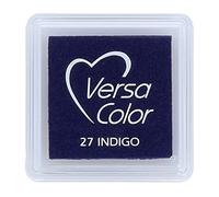 Tsukineko Tinta VERSACOLOR Color índigo Opaca 33x33mm. Almohadilla pequeña, Tinta Textura densa, Resistente. Ideal Manualidades, Scrapbooking en Papel, Madera y cartón