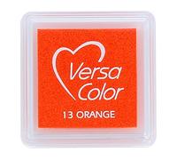 Tsukineko Tinta VERSACOLOR color naranja opaca 33x33mm. Almohadilla pequeña, Tinta textura densa, resistente. Ideal manualidades, scrapbooking en papel, madera y cartón