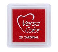 Tsukineko Tinta VERSACOLOR Color Rojo vívido Opaca 33x33mm. Almohadilla pequeña, Tinta Textura densa, Resistente. Ideal Manualidades, Scrapbooking en Papel, Madera y cartón