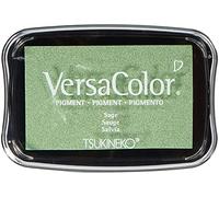 Tsukineko Tinta VERSACOLOR Color Salvia Opaca 95x65mm. Almohadilla. Tinta Textura densa, Resistente. Ideal Manualidades, Scrapbooking en Papel, Madera y cartón.
