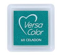 Tsukineko Tinta VERSACOLOR Color Verde celadón Opaca 33x33mm. Almohadilla pequeña, Tinta Textura densa, Resistente. Ideal Manualidades, Scrapbooking en Papel, Madera y cartón