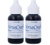 Tsukineko Tinta VERSACRAFT para Textil Color Negro Real Recarga 30ml. Bote cánula (Paquete de 2)