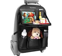Tsumbay Organizador para Coche, Protector de Asiento para Coche Kick Mats con Comedor Poseedor Bandeja, Multi-Bolsillo de Almacenamiento de Coche para iPad Tablet Botella Bebida