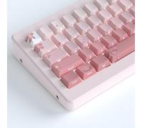 Tsungup Juego de teclas PBT Cherry Blossom Keycaps - Teclas rosas impresas laterales personalizadas, 135 teclas degradadas, teclas DoubleShot Sakura, teclas de teclado de perfil de cerezo para