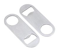 TsunNee 10 abridores de botellas de acero inoxidable planos de acero inoxidable para el hogar, pub, al aire libre, camareros, hombres, regalos de bricolaje (plateado, 8,7 x 3,2 cm)