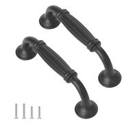 TsunNee 12 manijas de gabinete vintage, manijas de puerta de gabinete, manijas de arco europeo, manijas de cajón, manijas de puerta de muebles, 96 mm, paso de 3.78 ", negro