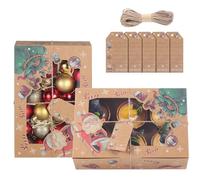 TsunNee 20 piezas cajas 6 agujeros de Navidad para cupcakes, cajas de regalo de galletas de Navidad, caja de hornear para pasteles, cupcakes, brownies, donas, suministros de