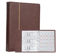 TsunNee Álbum de colección de monedas con 150 bolsillos,soporte para colección de monedas,álbum de almacenamiento de monedas con 24 bolsillos conmemorativos,Marrón Amarillento,30 x 24.5 x 4.5cm