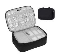TsunNee Organizador de bolsillo electrónico, portátil, accesorios electrónicos, bolsa de almacenamiento para cables, adaptador de batería, tarjetas de memoria, disco duro externo con 2 compartimentos