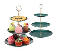 TsunNee Paquete de 2 soportes para tartas de 3 niveles, platos de postre, pasteles, frutas, galletas, caramelos, bandeja de servir escalonada, bandeja de servir para Navidad, boda, cumpleaños, fiesta