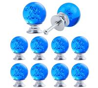 TsunNee Pomos de cristal transparente para cajones, pomos de gabinete con burbujas, 1.2 pulgadas de diámetro, azul, paquete de 10
