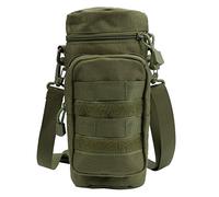 TsunNee táctico Molle Agua Botella Bolsa, hidratación Portador Bolsa con Accesorio Adicional Bolsillo y Desmontable Hombro Correa para Militares Deportes Senderismo Bicicleta (ejército Verde)