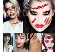 TSUOUKL 10 Hojas, Tatuaje de Halloween, Disfraz Accesorios para Hombre y Mujer, Diablo, Zombi, Vampiro, Bruja, Tatuaje Facial Espeluznante, Disfraz de Terror, Adultos, niños, heridas, Cicatrices