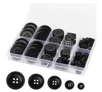 TSUOUKL 100 Piezas Botones Transparencia Negros, Botones de Camisa, Botones de 4 Agujeros, Botones Redondos para Coser Manualidades, Botones de Resina para Punto con Agujas