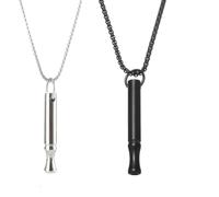 TSUOUKL 2 Piezas Collar de Respiración de Aliviar Ansiedad, Collar Consciente para Aliviar el Estrés, Collar de Silbato Acero Inoxidable para Hombre Mujer