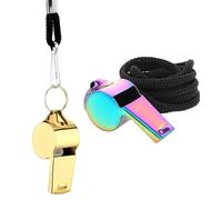 TSUOUKL 2 silbatos de acero inoxidable con cordón, silbato deportivo colorido para entrenadores, profesores, árbitros, oficiales, escuelas abiertas