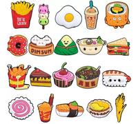 TSUOUKL 20 Piezas Dijes Alimenticios para Zapatos - Diseños Kawaii: Pizza, Sushi, Donut, Bubble Tea, Ideal para Decorar Zapatillas, Regalo Infantil