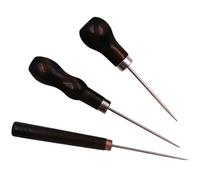 TSUOUKL 3 Piezas Lezna de Madera Profesional - Herramientas para Costura en Cuero, Aguja de Acero Inoxidable con Empuñadura Antideslizante