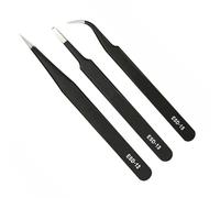 TSUOUKL 3pcs Kit de ESD Pinzas antiestática Set,Juego De Pinzas De Precisión,Pinzas Artesanales de Acero Inoxidable,Para Electrónica, Joyería, Artesanías, Trabajos De Laboratorio