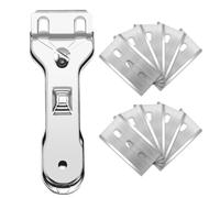 TSUOUKL Rasqueta Profesional Vitrocerámica. Rascador Vitrocerámica Acero Inoxidable Rascador Placa Vitrocerámica con 10pcs Cuchillas Repuesto, para Limpiar Cocina Vitro Raspador Limpiador Cristales