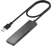 TSUPY HUB USB 3.0 4 USB Puertos con Extensión de 65cm,Multi USB Adaptador Ultrafino HUB USB 3.0 Concentrador USB 3.0 Splitter para Macbook Pro/Air,PS4/5, Windows,XP, Mac OS, Linux,etc.