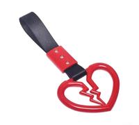 Tsurikawa para anillo de corazón roto mango bucle parachoques accesorio coche decoración exterior plástico ABS estilo carreras ornamento rojo negro blanco ajuste (rojo)