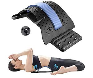 TSUSF Masajeador De Espalda Ajustable De 4 Niveles, Camilla, Cintura, Cuello, Estiramiento, Soporte Lumbar, Relajación, Alivio del Dolor De Columna, Equipo De Fitness (Color : Pink)