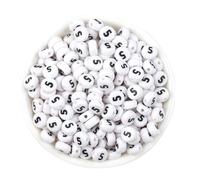 TSWNG 500 cuentas numéricas de 7 x 4 mm. El material es una superficie lisa fiable. No se decoloran fácilmente en color blanco con número negro. Perlas acrílicas ideales para la fabricación de