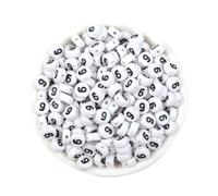 TSWNG 500 cuentas numéricas de 7 x 4 mm. El material es una superficie lisa fiable. No se decoloran fácilmente en color blanco con número negro. Perlas acrílicas ideales para la fabricación de