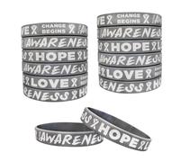 TSYMINQC 50 pulseras de silicona para concienciación sobre el cáncer de cerebro, pulseras de cinta gris, pulseras motivacionales para hombres y mujeres, Medio, Silicona, Sin gemas.