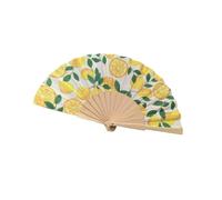 Tsynapter - Abanico de mano de madera de cereza de limón español, tejido plegable de 7 pulgadas para baile y fiestas, pieza decorativa, pantalla interior española