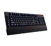 Tt eSPORTS Thermaltake Poseidon Z - Placa frontal de aluminio forjado con puerto USB integrado y tarjeta de sonido, interruptores azules, retroiluminación azul, teclado mecánico para juegos