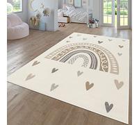 TT Home Alfombra De Habitacion Bebe Infantil Niña Niño De Juego Moderna Arcoíris Nube Motivo Animal Colorido, Color: Beige, Tamaño:160 cm Redondo