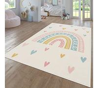 TT Home Alfombra De Habitacion Bebe Infantil Niña Niño De Juego Moderna Arcoíris Nube Motivo Animal Colorido, Color:Crema4, Tamaño:160x220 cm
