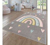 TT Home Alfombra De Habitacion Bebe Infantil Niña Niño De Juego Moderna Arcoíris Nube Motivo Animal Colorido, Color:Gris 2, Tamaño:133 cm Cuadrado