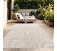 TT Home Alfombra De Interior Y Exterior Resistente A La Intemperie Balcón Dormitorio Motivo Scandi Unicolor Aspecto Geométrico, Color:Beige Claro Crema, tamaño:200x290 cm