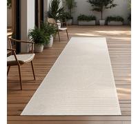 TT Home Alfombra De Interior Y Exterior Resistente A La Intemperie Balcón Dormitorio Motivo Scandi Unicolor Aspecto Geométrico, Color:Crema 2, tamaño:60x100 cm