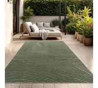 TT Home Alfombra De Interior Y Exterior Resistente A La Intemperie Balcón Dormitorio Motivo Scandi Unicolor Aspecto Geométrico, Color:Verde 2, tamaño:200x290 cm