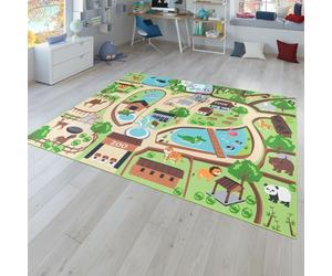 TT Home Alfombra de niños, Alfombra de Juego para Habitaciones de niños, zoológico con Tigre, Oso, león, Colorido, Tamaño:200x290 cm